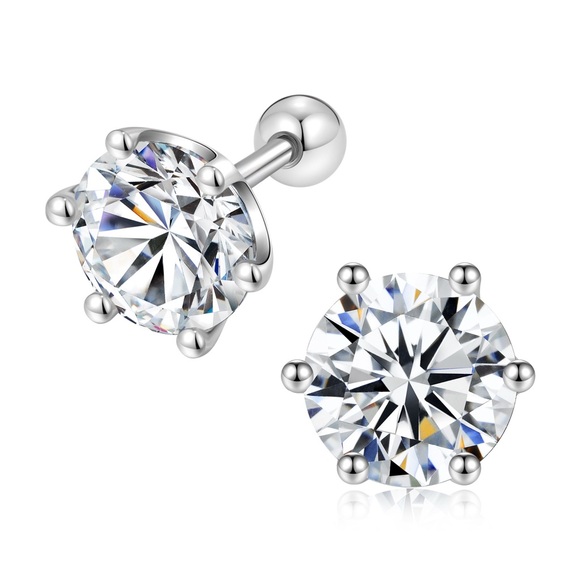 moissanite Screw backs stud earrings-0.5 & 0.5 short post 6mm-EM017-0.5ct-6mm - Picture 5 of 13